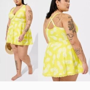 Torrid Bright Yellow Dress with White Floral Print